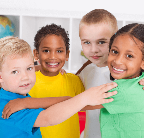 Group of children huddled together