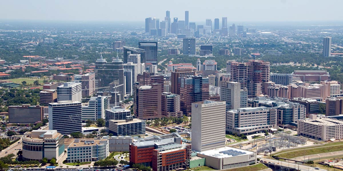 Texas Medical Center and downtown Houston